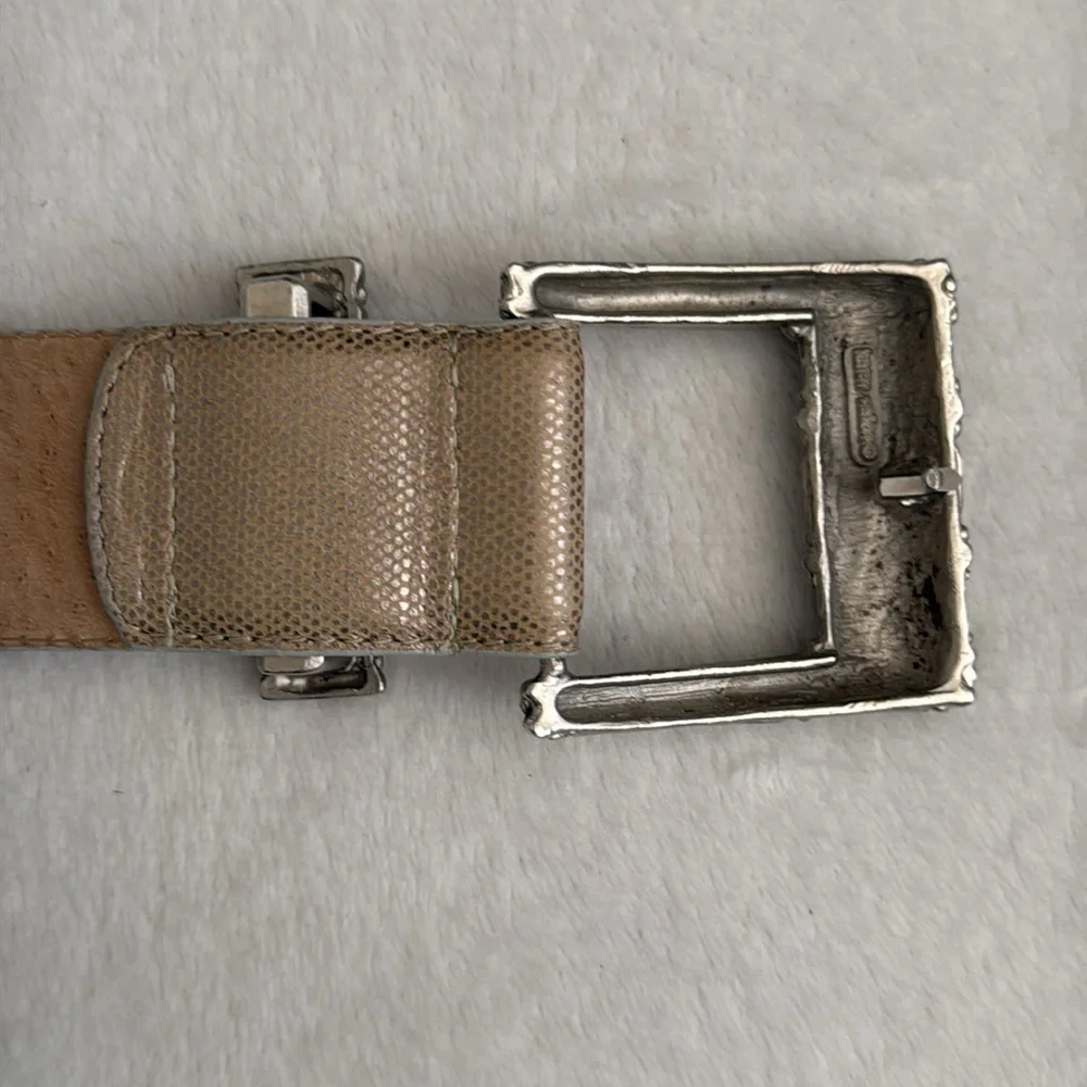 {VTG} Carlisle | Textured Leather Belt Karen Callan Metal Hook Buckle 1613 (M)